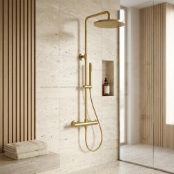 Aquanello Eterna Termostatisk Duschpelare 25 cm Regndusch Guld ET-S-SET10-5-60